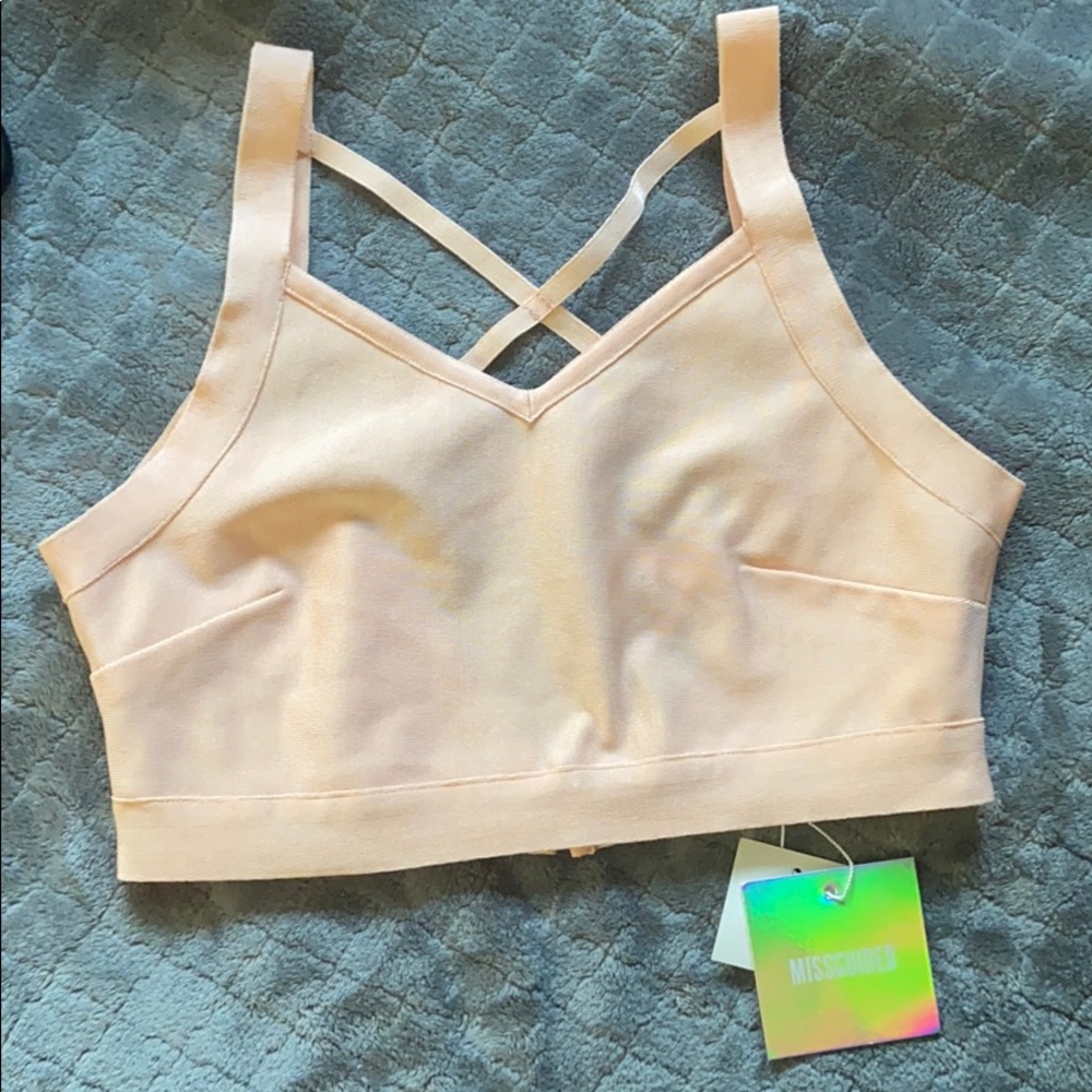 Missguided Peach Bandage Crop Top